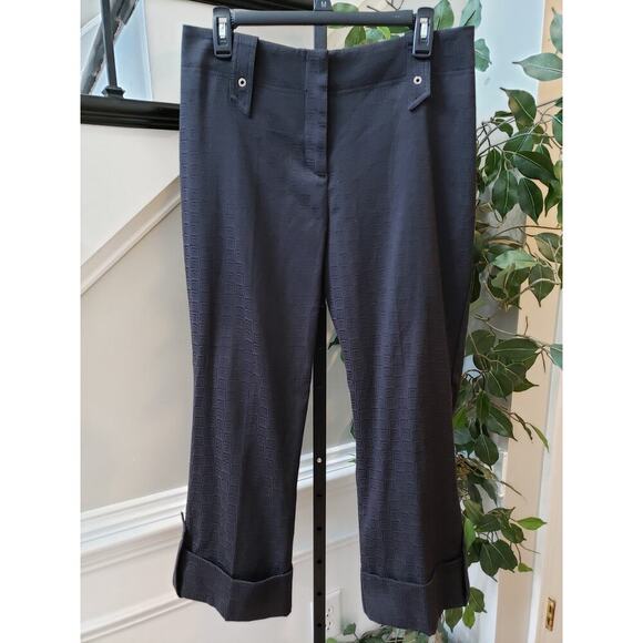Mesmerize Trouser Pants Women's 10 Black Textured Cotton Stretch Pockets Cuffed - Picture 2 of 13